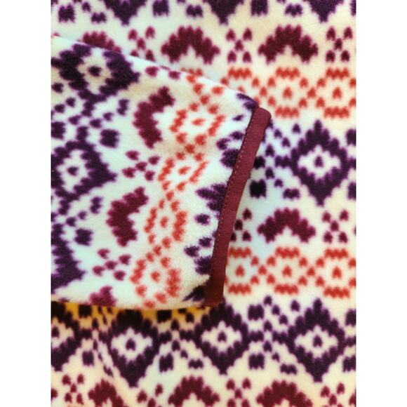Lands' End Heritage Maroon Red & Purple Gorpcore Fleece Snap Neck Pullover - Picture 5 of 6